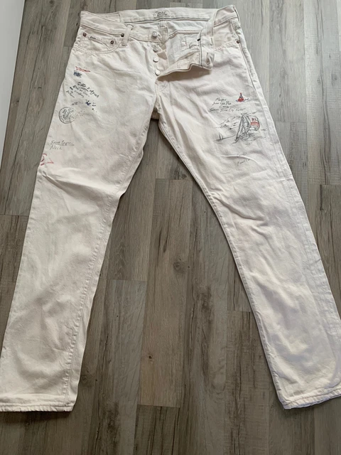 BNWT Polo Ralph Lauren Ivory Graffiti Patch Jeans W34,L32 BNWT Polo Ralph Lauren Ivory Graffiti Patch Jeans W34,L32