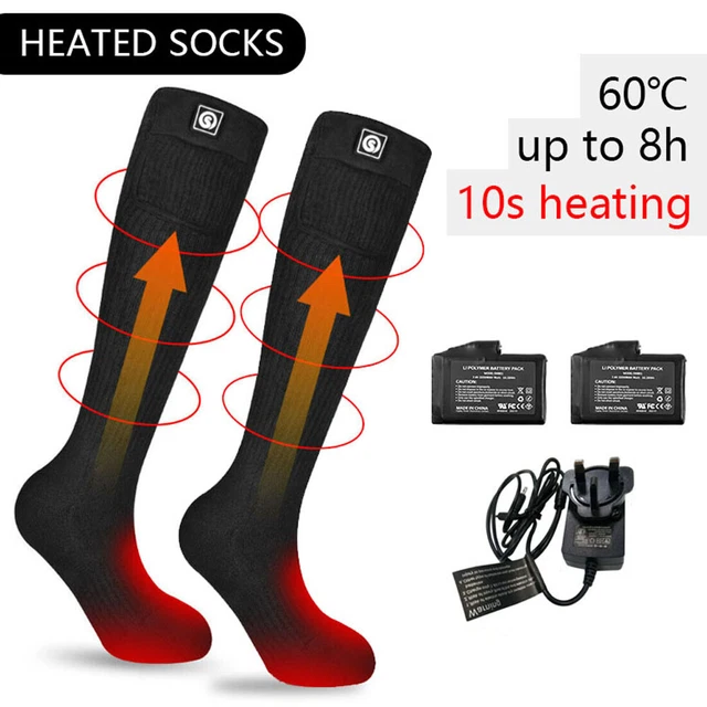 Women Men Electric Rechargeable Heated Socks Battery Power Feet Warmer Winter