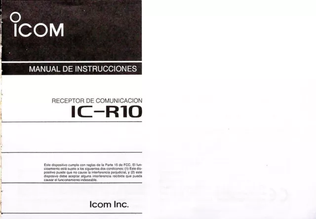 Spanish ICOM IC-R10 RECEIVER SCANNER ORIGINAL INSTRUCTION MANUAL