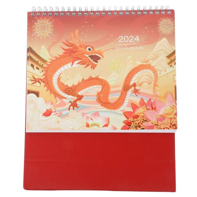 DESKTOP-KALENDER 2024 JAN. 2024 - Juni 2025 Jahr des Drachen Tischkalender EUR 14,05 - PicClick DE