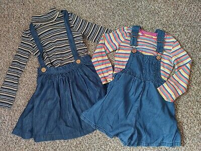 Girls Next Dungarees style outfits bundle dress, shorts and tops 3-4 Years