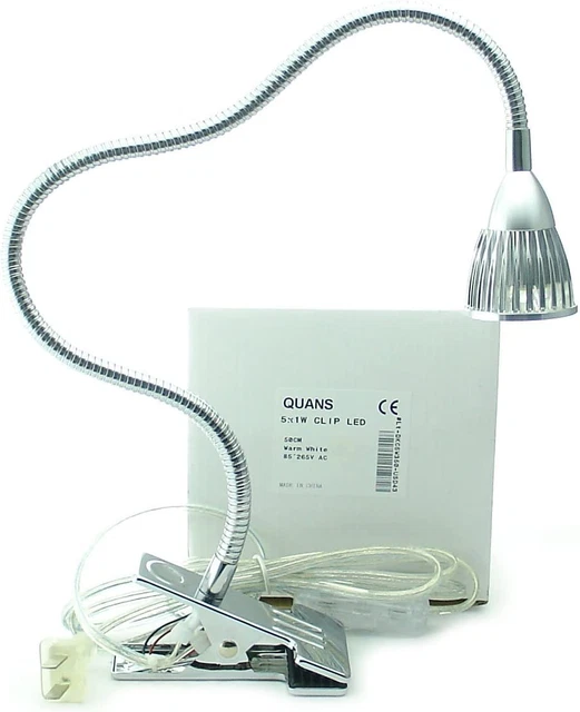 Clamp Clip on Gooseneck High Power LED Desk Table Light Lamp Ultra Bright Silver