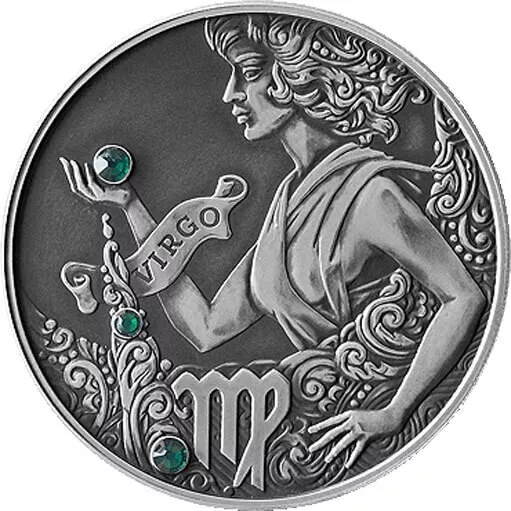 Virgo Signs of the Zodiac Antique finish Silver Coin 20 rubles Belarus 2015