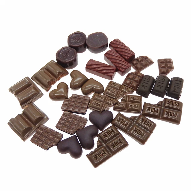 Packung (x30) Harz Schokolade Cabochons Handwerk gemischt zum Selbermachen Schmuck Schleim Charms 3