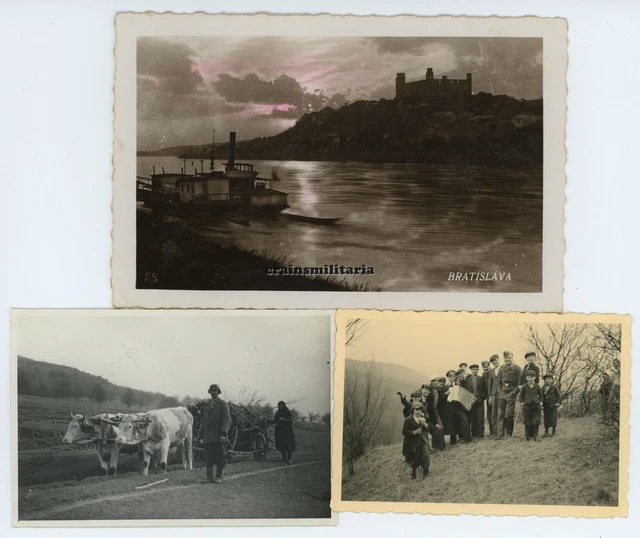 3x Orig. Foto Soldaten Schiff Bevölkerung in Slowakei 1941 Bratislava