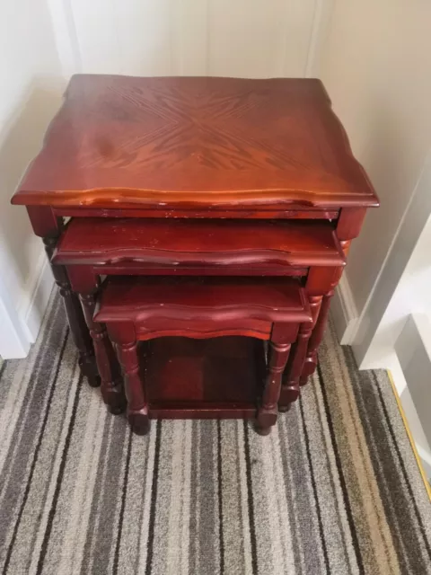 Nest of Three Tables Beautiful Dark Mahogany Good Size Too