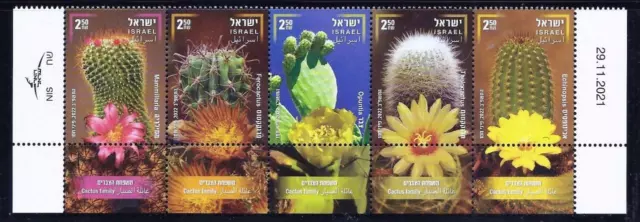 Israel 2022 Cactus Family 5 Stamps Mnh Flowers Flora