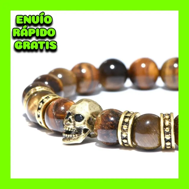 Pulsera De Piedra Natural Para Hombres Brazalete Con Cuentas De Ojo De Tigre