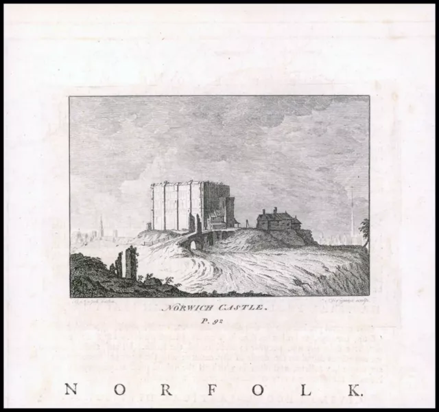 1764 Original Antique Print NORWICH CASTLE Norfolk (DOD2/125)