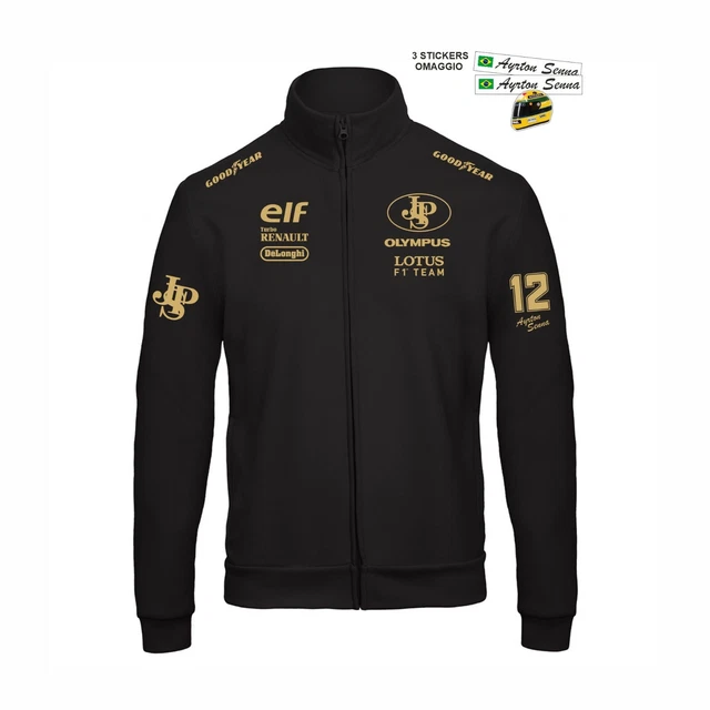 Felpa ZIP LOTUS Ayrton Racing Team replica corse GP scuderia+ stickers