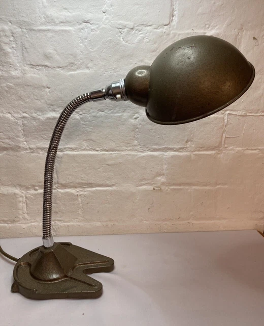 ART DECO 1930S Hawkins of Drury Lane Gooseneck Desk Lamp Light Working