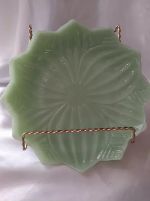 2 Vintage Fire King Jadeite Lotus Leaf Plates Dish 8" Mid Century Modern