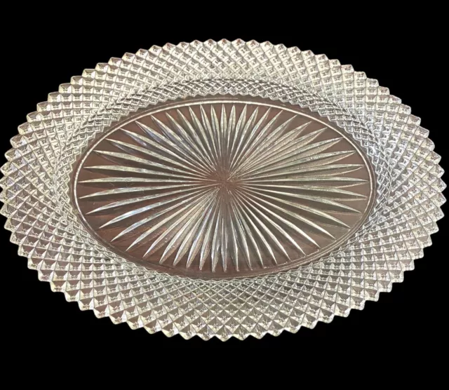 Anchor Hocking Miss America Crystal Diamond Depression Glass Serving Platter MCM