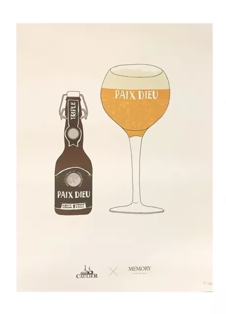 Affiche bière paix dieu Edition Limitée numérotée 7 / 100 Taille 30/40 cm RARE