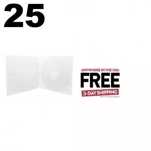 25 SLIM Clear Single VCD PP Poly Cases 5MM with Plastic Cover **1-3 DAYS