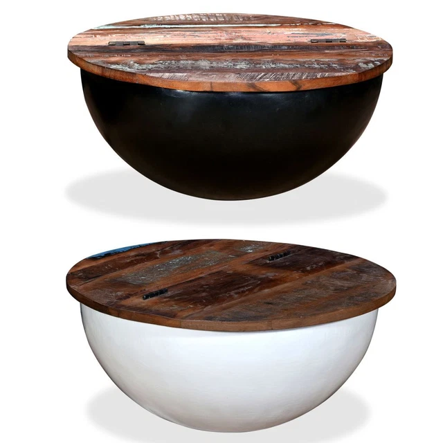 Tavolino da Caffè a Forma di Coppa Anticato Tavolinetto Bianco/Nero vidaXL