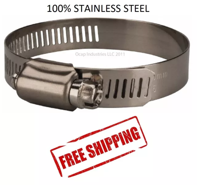 #72 Hose Clamp All Stainless Steel (4-1/8" To 5") (10 Pc) Auto ~ Marine Grade