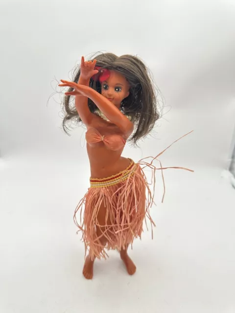 Vtg 1960s 10” Hawaiian Hula Girl Tiki Doll Aloha Grass Skirt