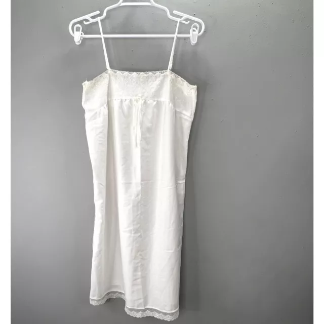 VINTAGE CHRISTIAN DIOR Nightgown L White Lace Slip Dress Chemise Gown ...