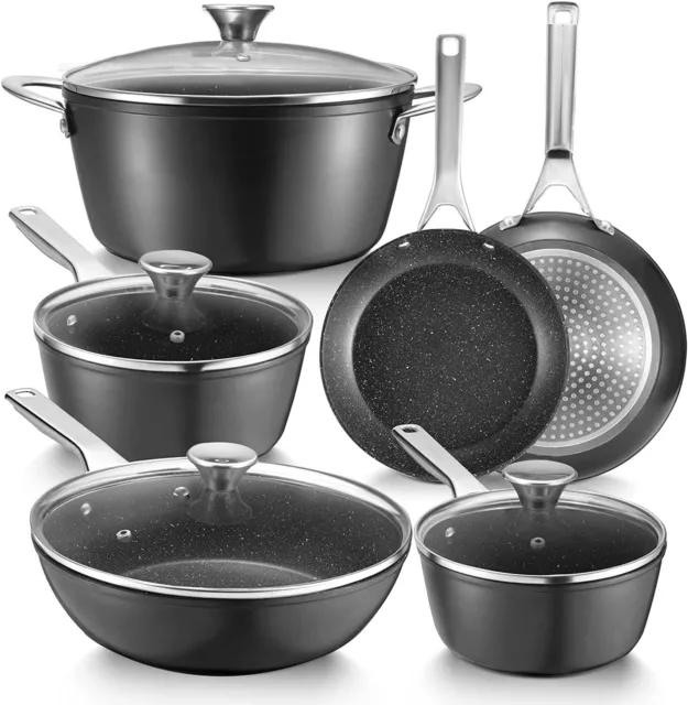 Fadware 10 Piece Nonstick Aluminum Cookware Set Pots and Pans