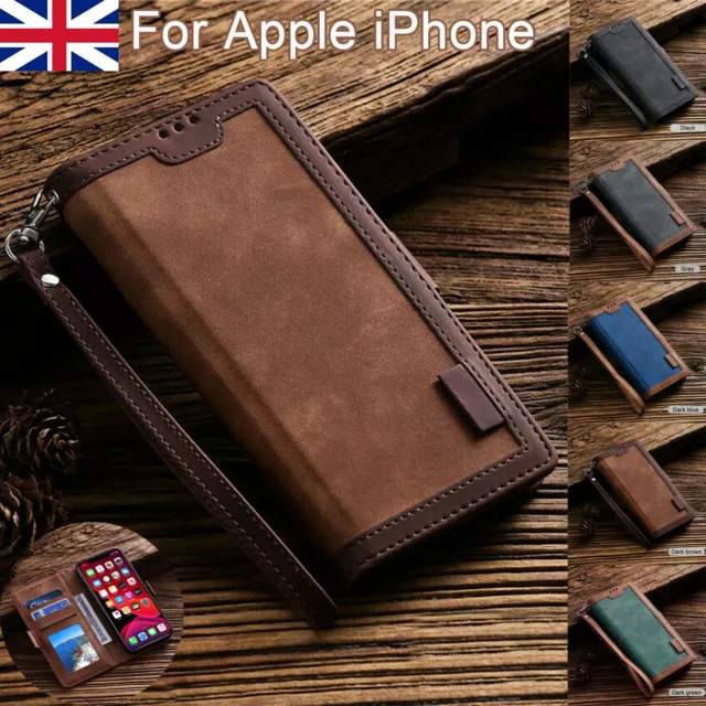 Leather Case For iPhone 11 12 Pro Max SE Xr 14 7 8 Xs Magnetic Wallet Flip Cover