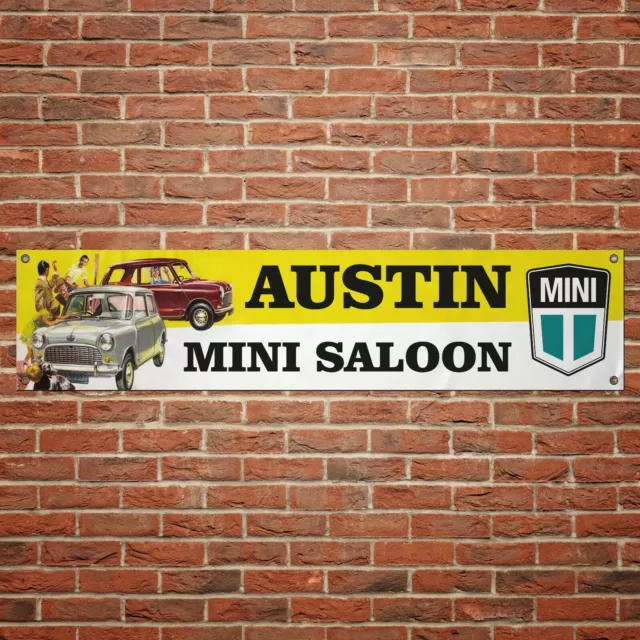 Austin Mini Banner Garage Workshop PVC Sign Trackside Display