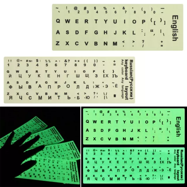 English Spanish Alphabet Layout Keyboard Stickers Luminous Protective Film