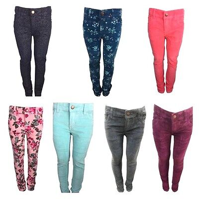 EX Zara Girls Kids Jeans Skinny Cord Glitter Pantaloni Età 4 5 6 7 8 10 12 14 anni