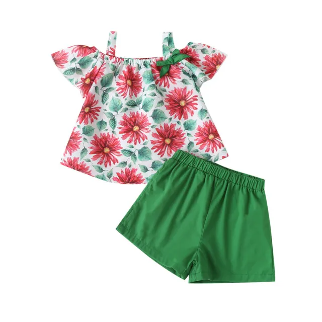 Toddler Baby Kids Girls Summer Floral Tops + Shorts Set Casual Outfits Clothes 7