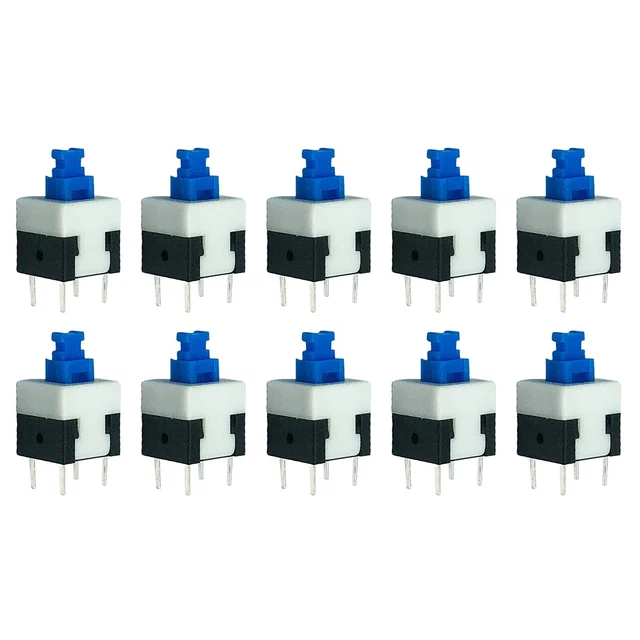 10 pz 8 x 8 mm cappuccio blu Square Button Switch tipo autoinibente autosicurezza