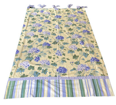 Waverly Blossom Hill 2 Yellow Blue Hydrangeas Tie Top Curtains Panels 48 x 81"