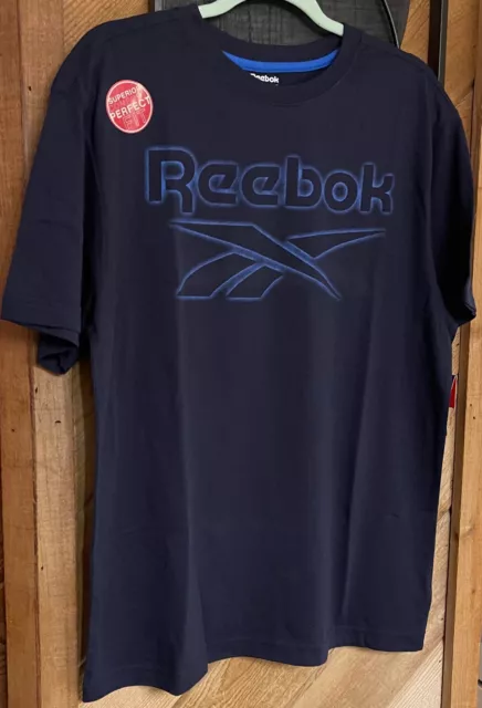 Men's Reebok Identity Big Stacked Logo T-Shirt. Size: M. Blue.