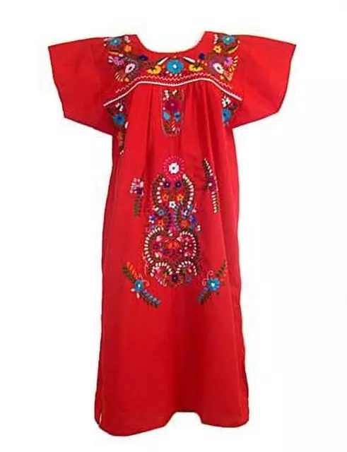 Mexican Dress Puebla (Medium, Red)