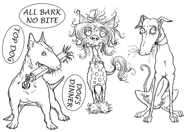 Estampillas transparentes The Card Hut 4""x6"" de Mark Bardsley-Pets todo ladrido sin mordedura -MBPABNB