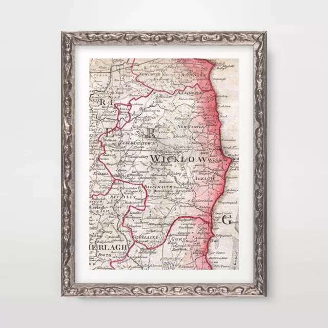 COUNTY WICKLOW IRELAND IRISH VINTAGE MAP ART PRINT Poster Decor Wall A4A3A2