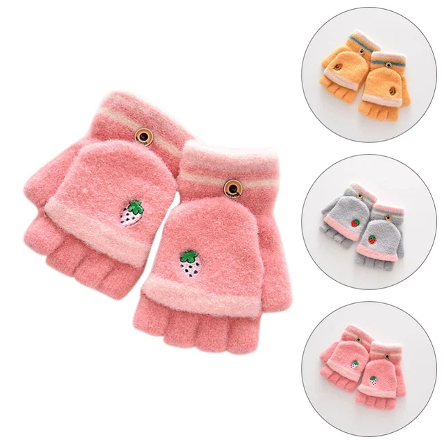 1 paio di cartoni animati bambini ricamati caldi invernali flip cover trafigli