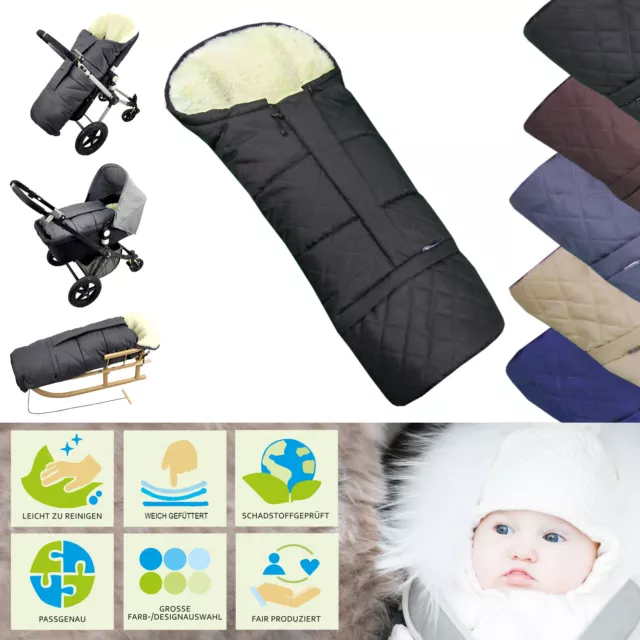 BambiniWelt Saco de Invierno Momia para Paseo Carrito Lana Oveja 110cm Rombo