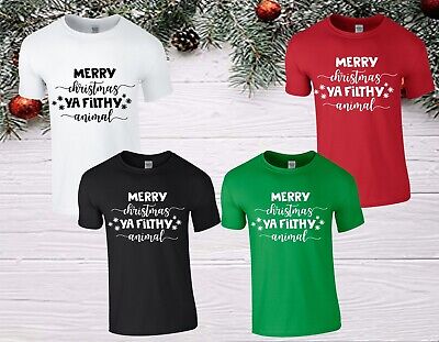 Merry Christmas Ya Filthy Animal T-Shirt Xmas Home Alone Funny Saying Quote Top