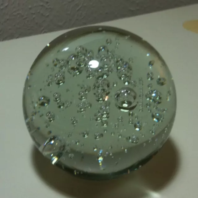 Vintage Studio Art Glass Random Bubble Clear Paperweight EUC