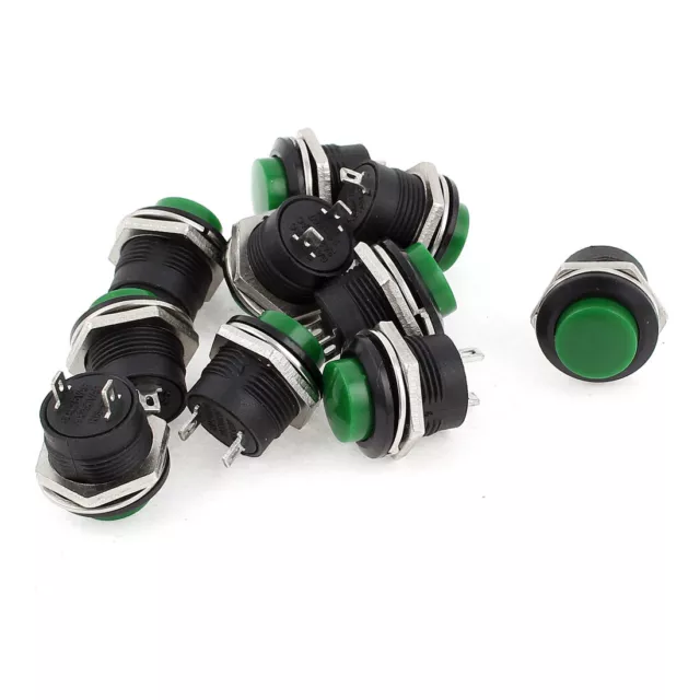 10 Pcs R13-507 2Pin SPST Momentary Green Push Button Switch AC 125V/6A 250V/3A