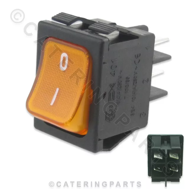 FAGOR PARTS - Z203033 AMBER ON OFF MAINS ROCKER POWER SWITCH ILLUMINATED 22x30mm