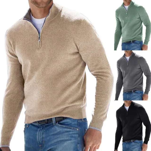 Mens Half Zip Fleece Jacket Warm Winter Pullover Tops Jumper Sweater Sweatshirt
