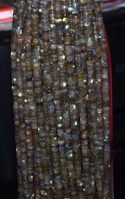 13 " X 1 Lose Strand Glatt Reifen 4-5 MM Runde Perlen Natur Labradorite