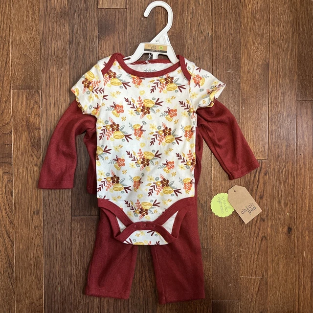 Chick Pea Baby Girl 3 Pc Set Pants Cardigan Bodysuit Floral Size 3-6 Months NWT!