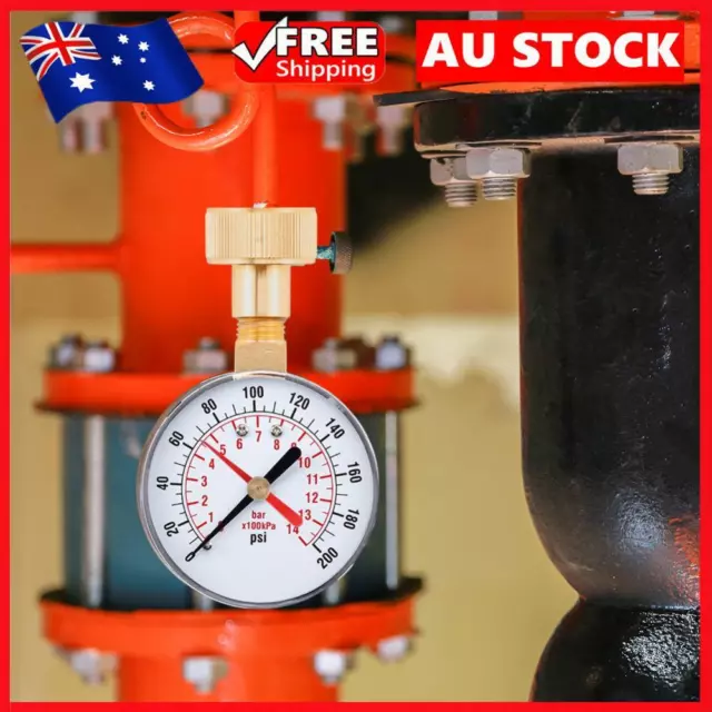 Air Pressure Meter 0-14 Bar Dual Scale Manometer for Air/Oil /Gas /Water Testing