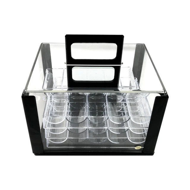 Yuanhe 600 Chip Clear Acrylic Poker Chip Carrier-Includes 6 Chip Racks