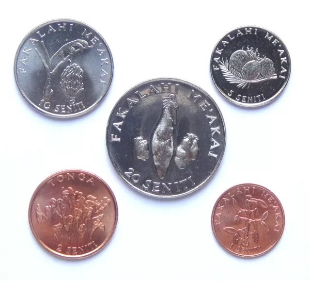 Tonga coins set of 5 pieces UNC