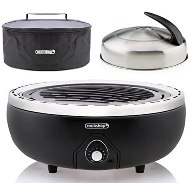 PORTABLE CHARCOAL BBQ Grill With Thermometer Lid & Bag Grey