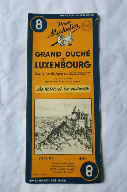 Carte Michelin n° 8  GRAND DUCHE DE LUXEMBOURG  Années 1951-52