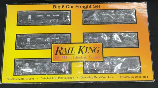 MTH 30-7536 O Norfolk & Western Rail King 4-Bay Hopper W/Coal Load 6-Car Set